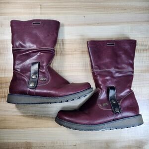 Remonte TEX Womens Boots Burgundy Leather Faux Fur Lined Zip Size 41 EU